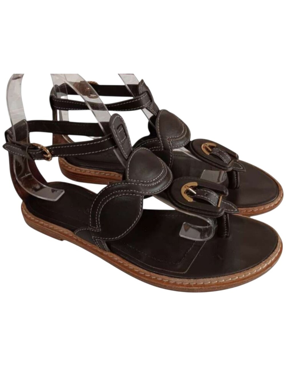 ULLA JOHNSON Arabella Braided Leather Sandals in Mole 6/36 Gladiator Thong Flats